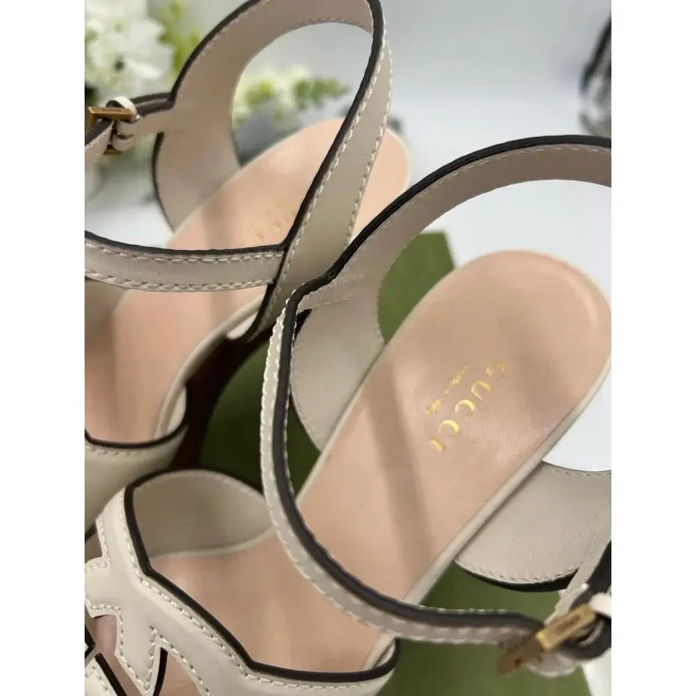 Women's Gucci interlocking GG leather platform sandals size 39 made in Italy
